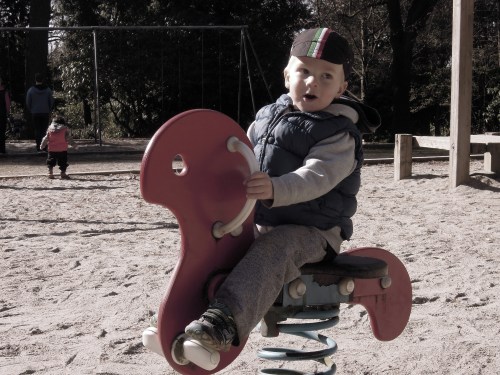 Even dressed in his sweats (and under his jacket, his cycling jersey) ready to run.